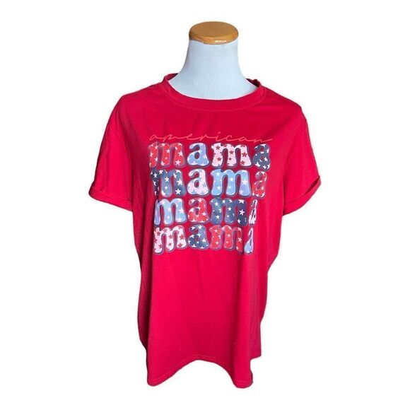 Womens Texas Girl Boutique American Mama Patriotic Graphic Tee Shirt - Sz 2X - Picture 3 of 3
